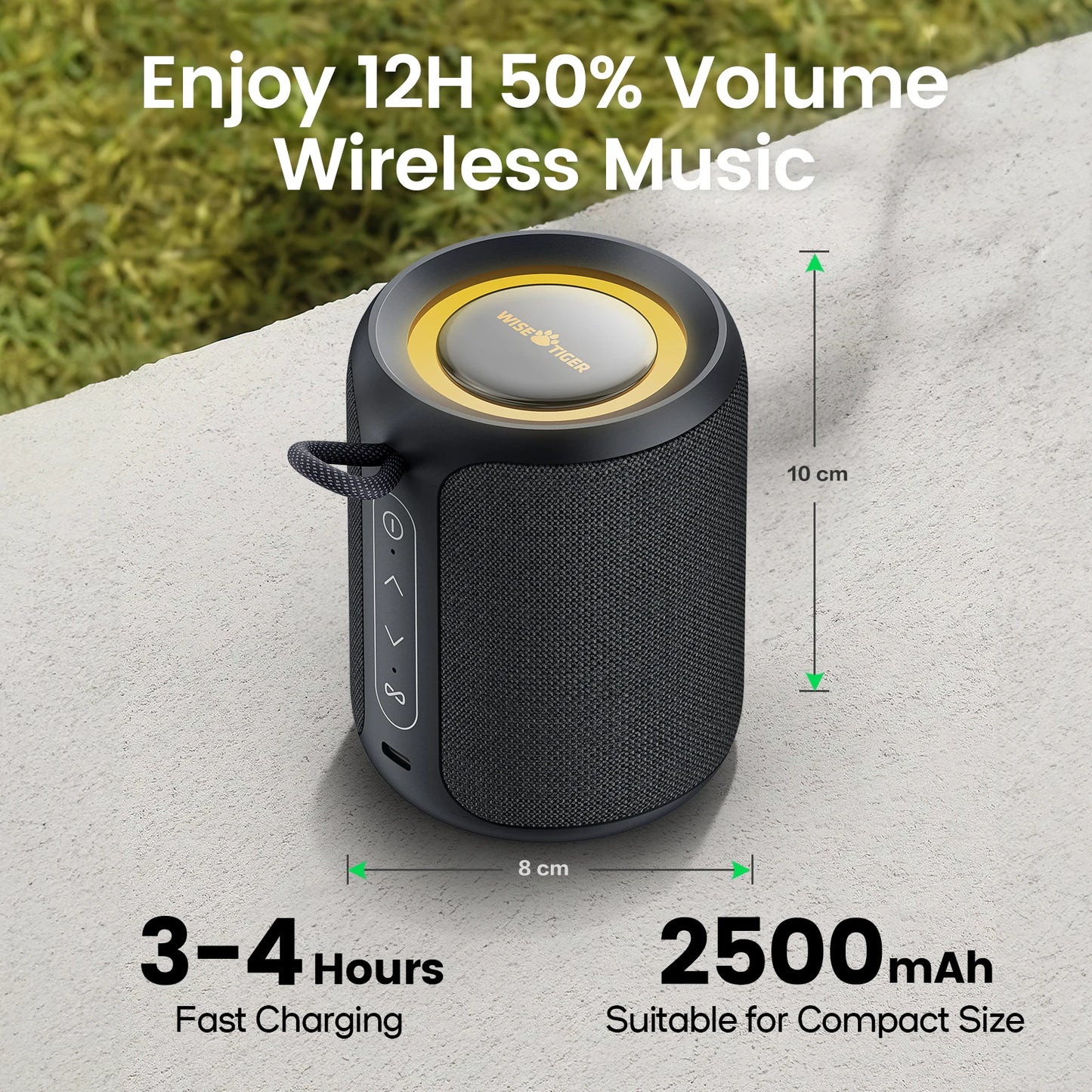 WISETIGER P1S 15W Mini Portable Sound Box - IPX7 Waterproof Outdoor Speaker with Bass Boost, TWS Dual Pairing, and BT5.3 Wireless Connectivity