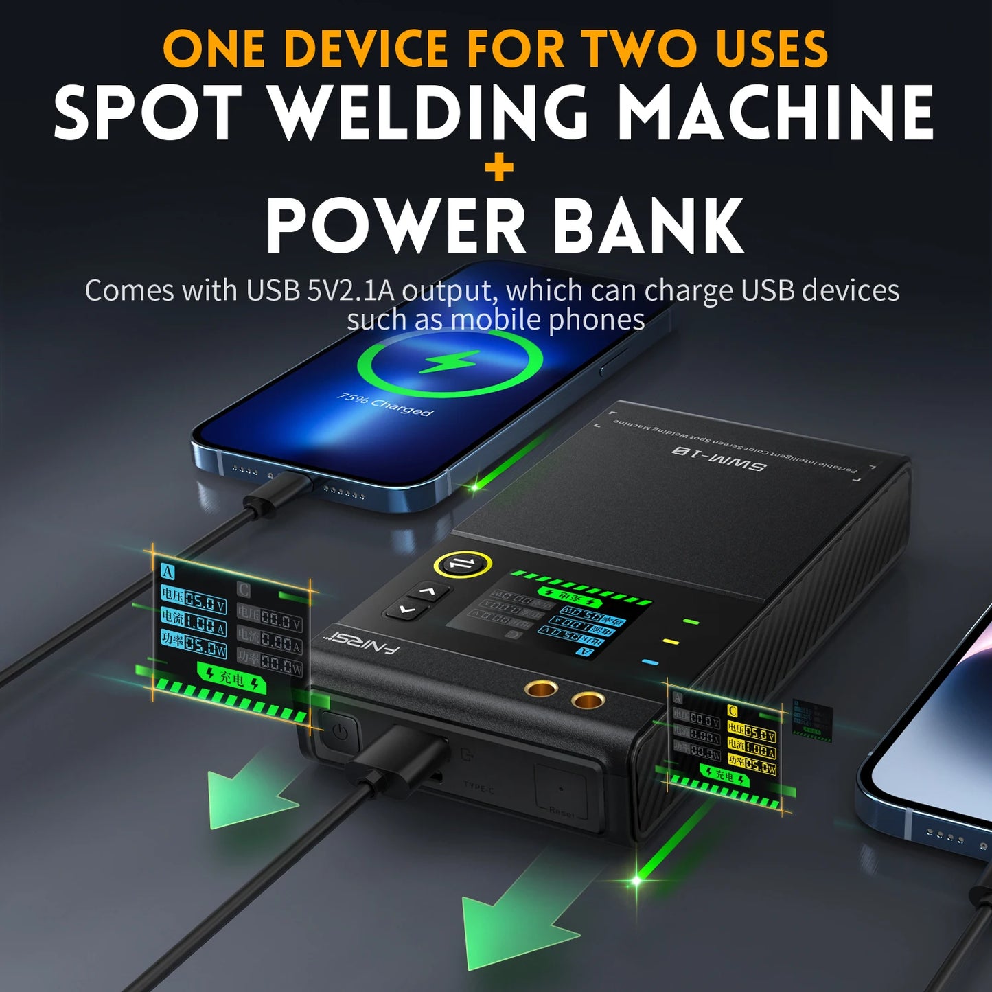 FNIRSI SWM-10 Portable Battery Spot Welder - Mini Welding Machine for 18650 Battery Packs | 5000mAh, 0.25mm Weldable Tool