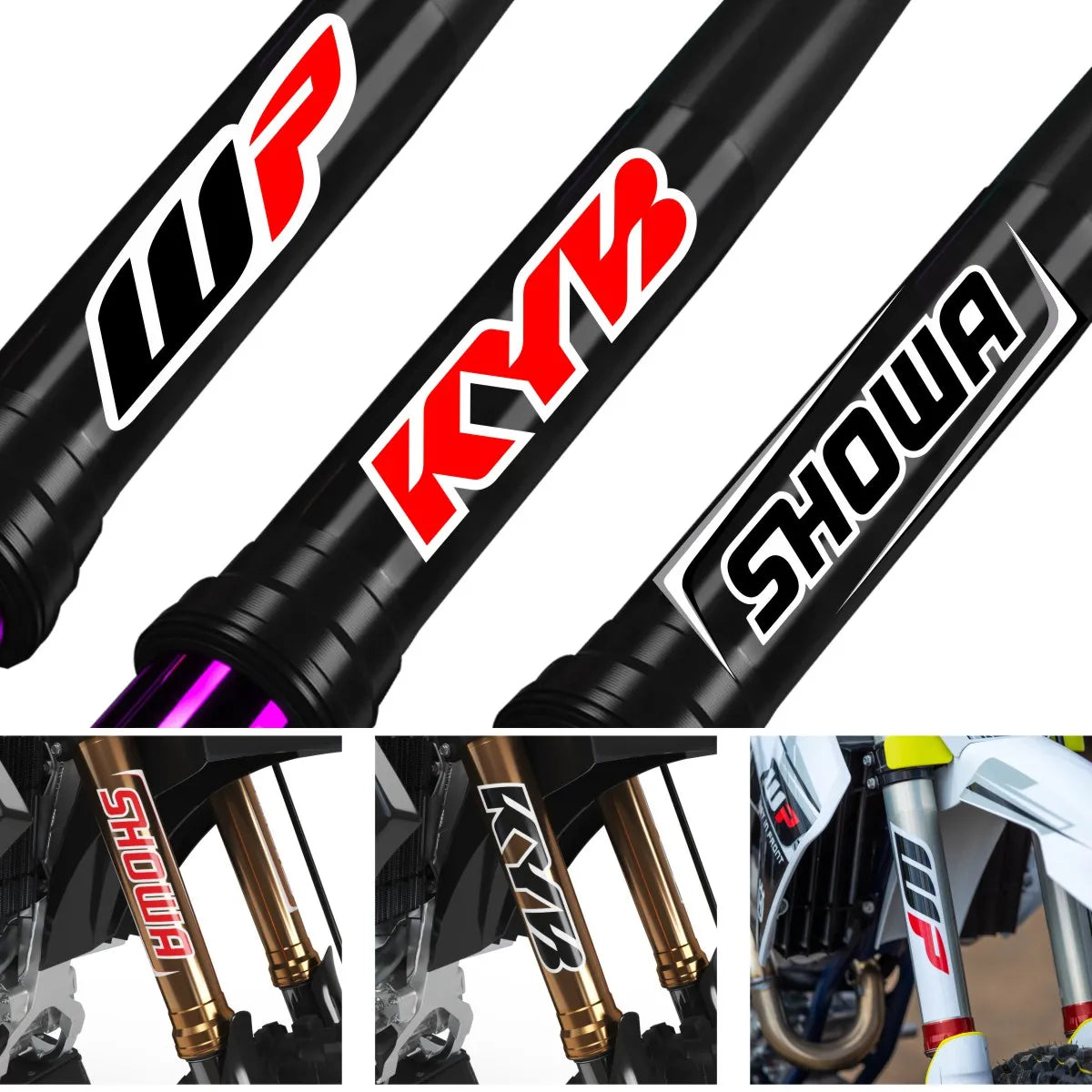 Reflective Motocross Motorcycle Fork Sticker Decals: Kyb, Wp Suspension, Showa - Compatible with Yamaha, Honda, Suzuki, Ktm, Kawasaki, Benelli