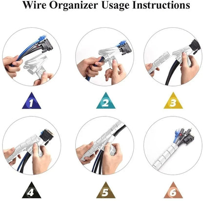 Flexible Spiral Cable Wire Protector - 2M/1M Cord Organizer for Computer, Clip-on Management Tool, 16/10mm Diameter