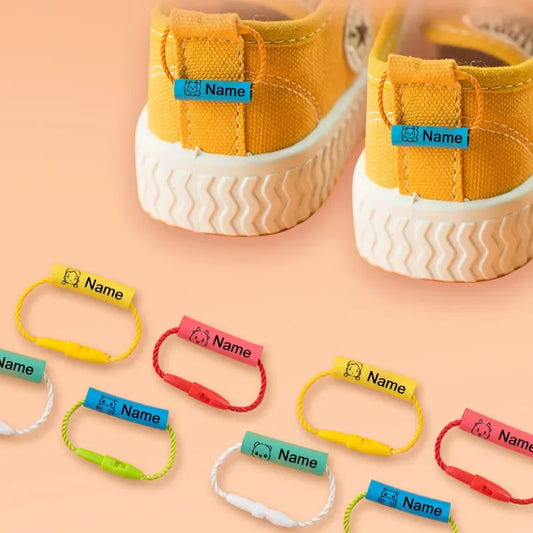 20pcs Waterproof Name Sticker Tags - Customized Baby Shoes, Schoolbag, Cup, Clothes Name Labels with Rope