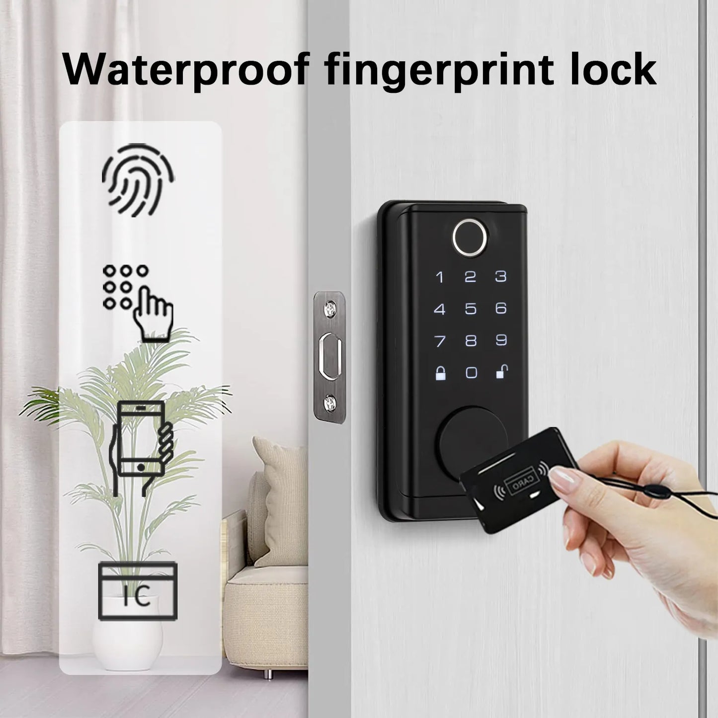 Smart Digital Electronic Door Lock - Fingerprint, Password, RFID Card, Tuya Deadbolt Keyless Entry, Biometric Security