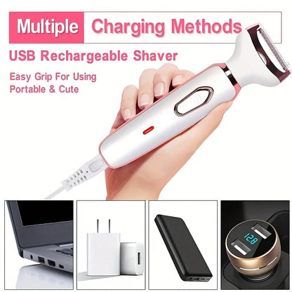 4 in 1 Electric Lady Shaver - Painless Body Hair Removal Epilator, Cordless Trimmer Razor, Perfect Gift for Women