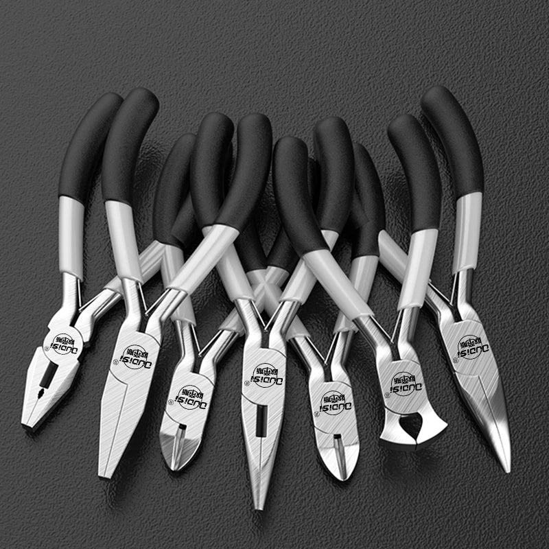 Mini Handcraft Pliers Set - Diagonal, Round Bent, Needle Nose Cutter - Insulated Tools for DIY Small Jewelry Making