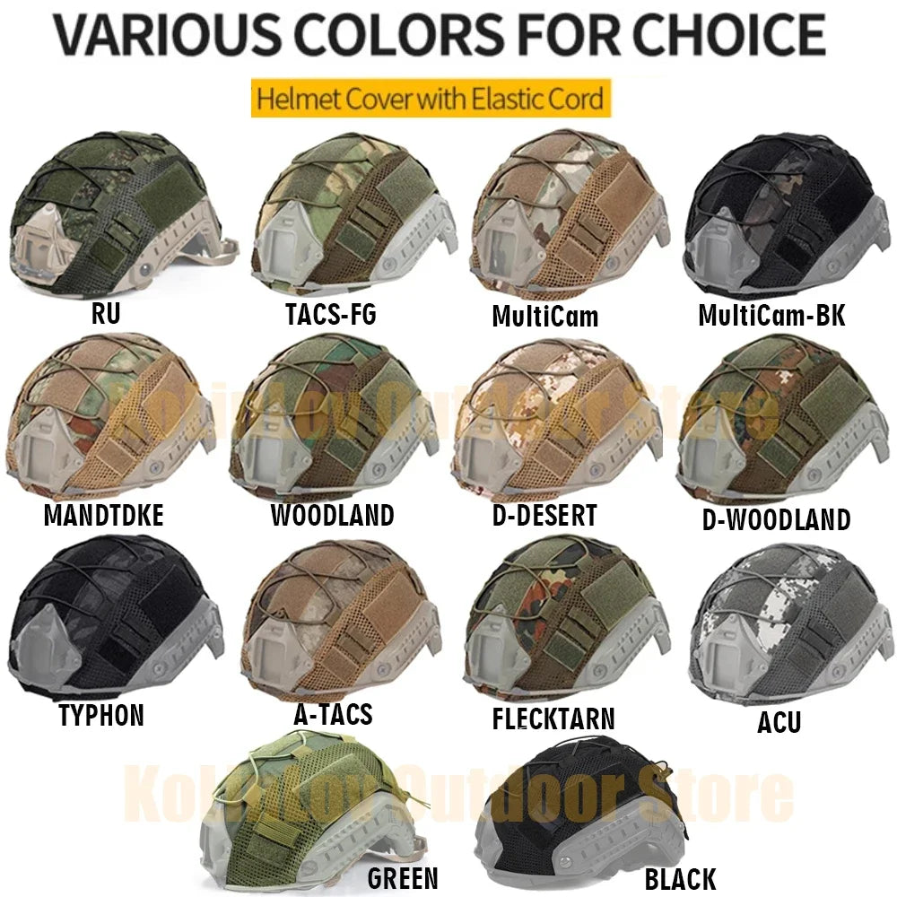 Tactical Helmet Cover for Fast MH PJ BJ OPS-Core - Multicam Airsoft Paintball Military Helmet Cover with Elastic Cord