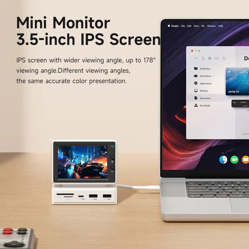 Hagibis 3.5-Inch IPS Mini Screen: AIDA64 Mini PC Monitor with USB-C Hub for Laptop, PC, MacBook - CPU, RAM, HDD Data Display