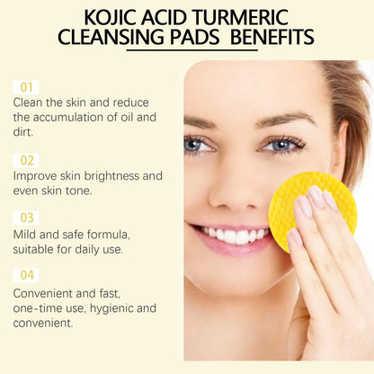 40-120pcs Turmeric and Kojic Acid Cleansing Pads - Exfoliating Facial Sponges for Deep Cleansing and Washing