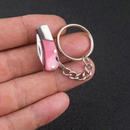 New Mini Fold Knife Keychain - Portable Acrylic Small Blade Pendant, Cute Outdoor Hanging Camping Keyring