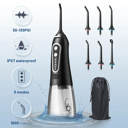 USB Rechargeable Oral Irrigator - Portable Dental Water Jet with 300ML Water Tank - Waterproof Teeth Cleaner for Oral Care