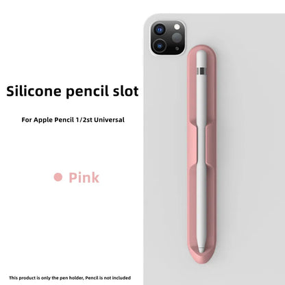 Silicone Apple Pencil Slot Holder: Soft Magnetic Suction Pen Case for iPad Stylus - Compatible with 1st or 2nd Generation, Capacitor