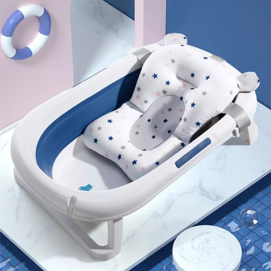 Keep Your Baby Safe & Comfortable: Foldable Baby Bath Seat Support Mat - Newborn Tub Pad with Anti-Slip Design & Soft Body Cushion for a Relaxing Bath Time