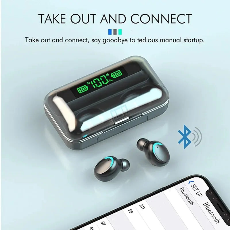 F9 Wireless Earphones: LED Display Binaural TWS Bluetooth Headset, Waterproof Noise Reduction Bluetooth Headphones