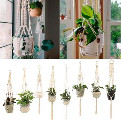 Handmade Macrame Plant Hanger: Stylish Hanging Flower Pot Planter for Wall Decor, Courtyard Garden, and Hanging Basket