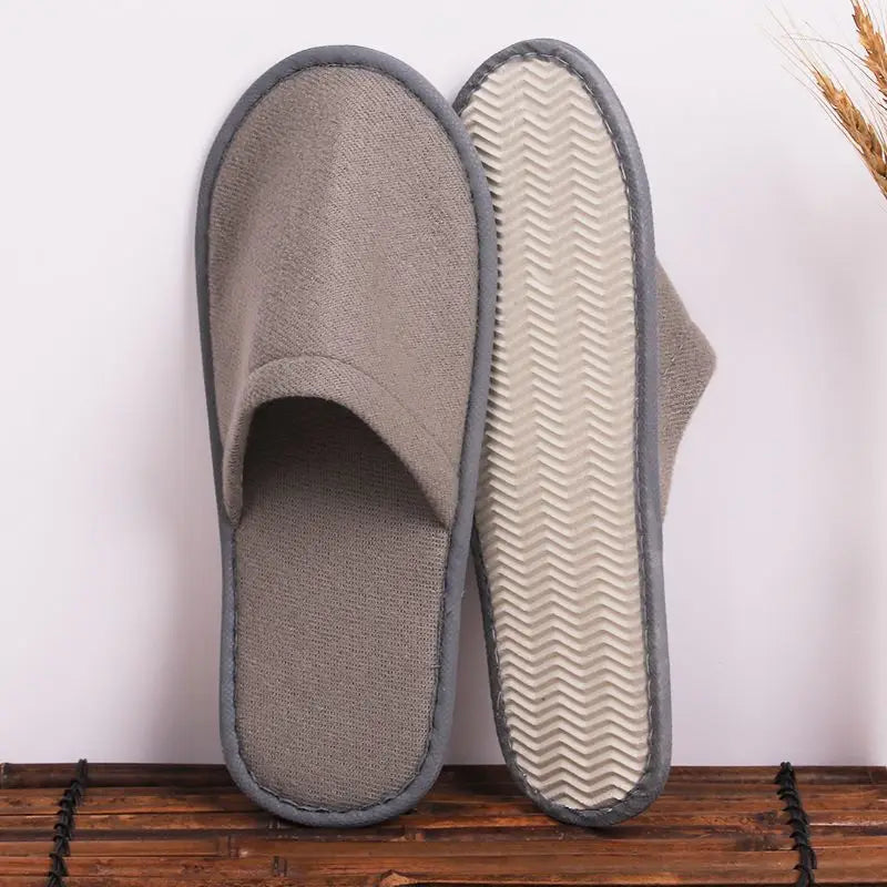 5 Pairs Disposable Slippers - Unisex, Closed Toe, Anti-Slip for Hotel, Travel and Home Use