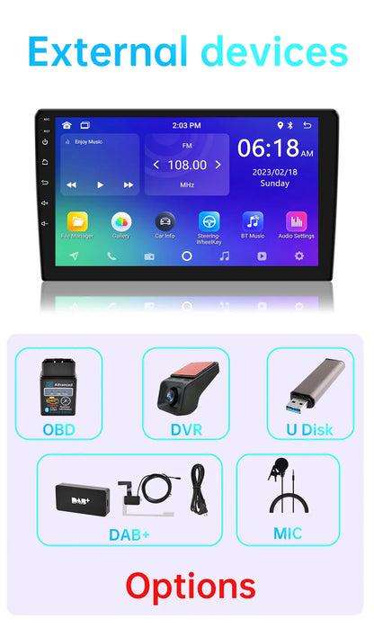 Android 11 Universal Car Radio - 7"/9"/10" 2 Din Multimedia Player with WIFI, GPS for Hyundai, Nissan, Toyota, Kia - 32GB