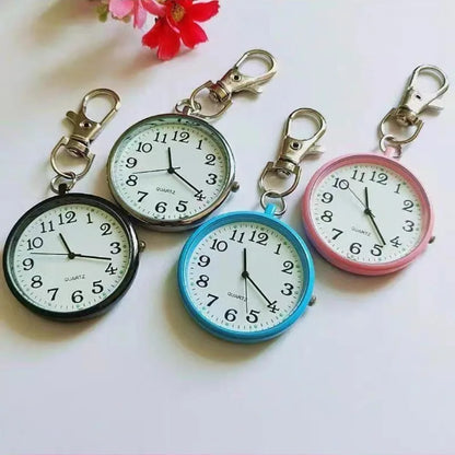 Tiny Quartz Pocket Watch with Keyring - Cute Minimalist Timepiece for Men, Women, Nurses, Doctors, and Students