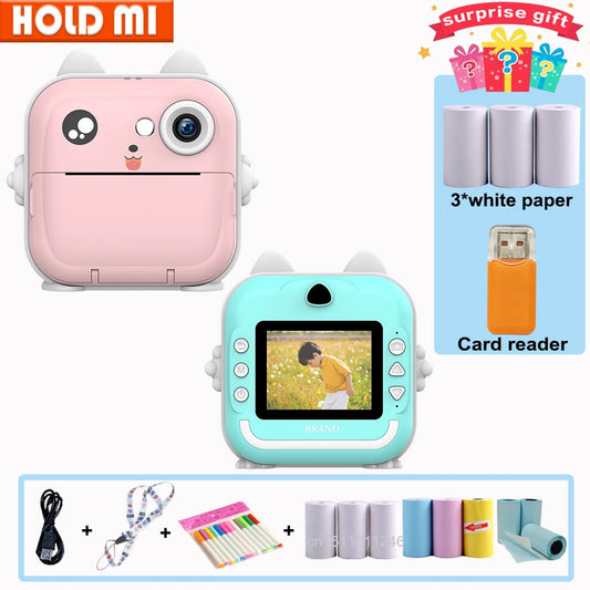 Kids Instant Camera with 2.4-Inch IPS Screen: Full HD Instant Print Digital Camera with Light and Lanyard – Perfect Birthday Gift for Boys and Girls