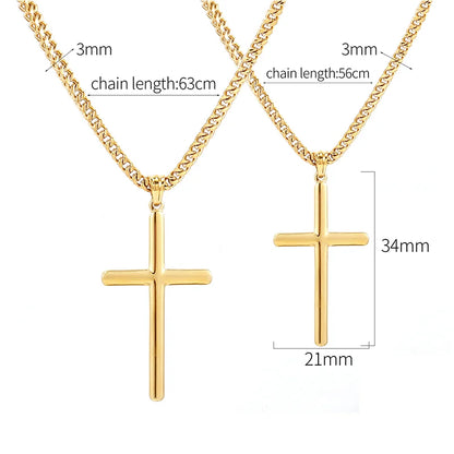 Punk Cross Pendant Link Chain Necklace – 316L Stainless Steel, Gold/Silver Hip Hop Fashion Jewelry – Waterproof for Men and Women, Ideal Gift