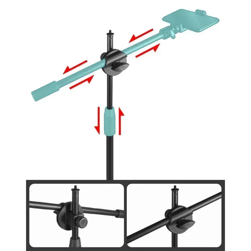 Horizontal Tripod for Phone, Smartphone Table Stand with Articulated Arm for Mobile Filming, Photography, and Content Creation