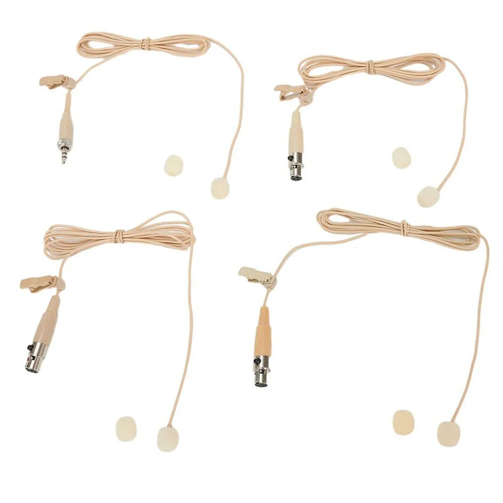 Beige 3.5mm Lavalier Microphone for Sennheiser Wireless - Omnidirectional Condenser Lapel Mic with 3-Pin and 4-Pin XLR Clip