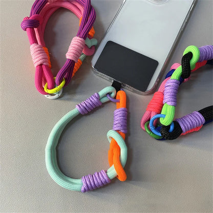 Cute Knot Portable Anti-Loss Hand Bracelet Chain: Korean Mobile Phone Accessory for iPhone 15/14 Pro Max, Samsung Flip 4 - Colorful Rope Chain