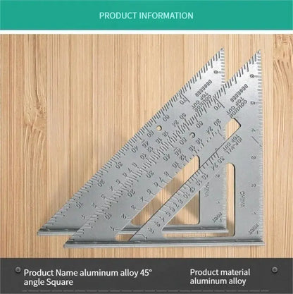 7-Inch Aluminum Alloy Triangle Ruler - Precise Thickened Angle Measurement Tool for Woodworking