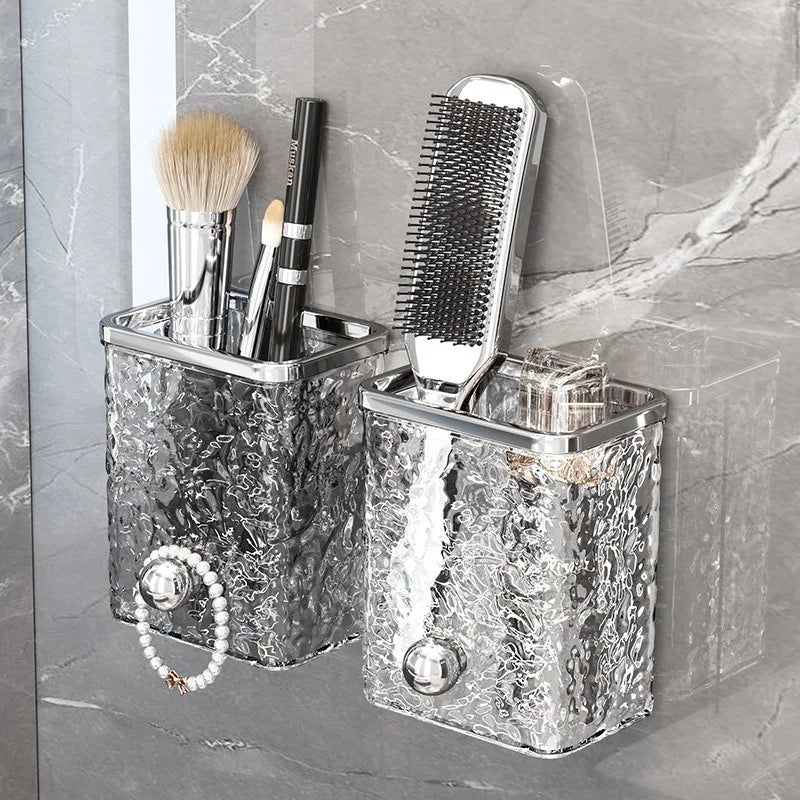 Light Luxury Bathroom Storage Rack - Wall Hanging, Punch-Free Toothbrush and Toothpaste Holder with Razor Storage