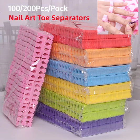 200pcs Nail Art Toe Separators - Soft Sponge for Manicure and Pedicure - UV Gel Polish Beauty Tools, Manicure Pedicure Kit