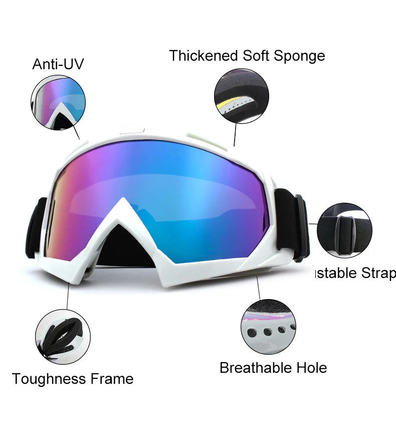 Winter Skiing Goggles: Windproof Cycling & Motorcycle Eyewear - Anti-Fog Snowboard Glasses for Skiing & Snowboarding