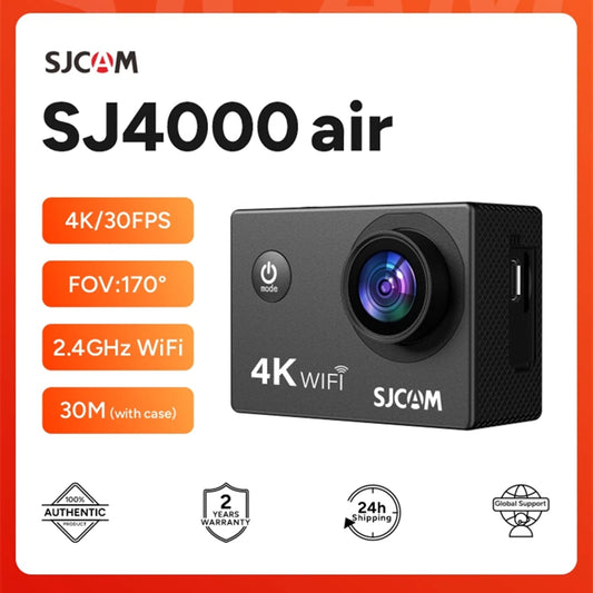 SJCAM SJ4000 Air Action Camera – 4K Video, 30M Waterproof Sports Cam with 2.4G WiFi for Bicycle and Motorcycle