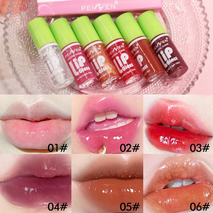 6 Pack Mirror Lip Gloss Set | Moisturizing and Waterproof Pudding Lip Gloss | Hydrating Glossy Makeup Cosmetics