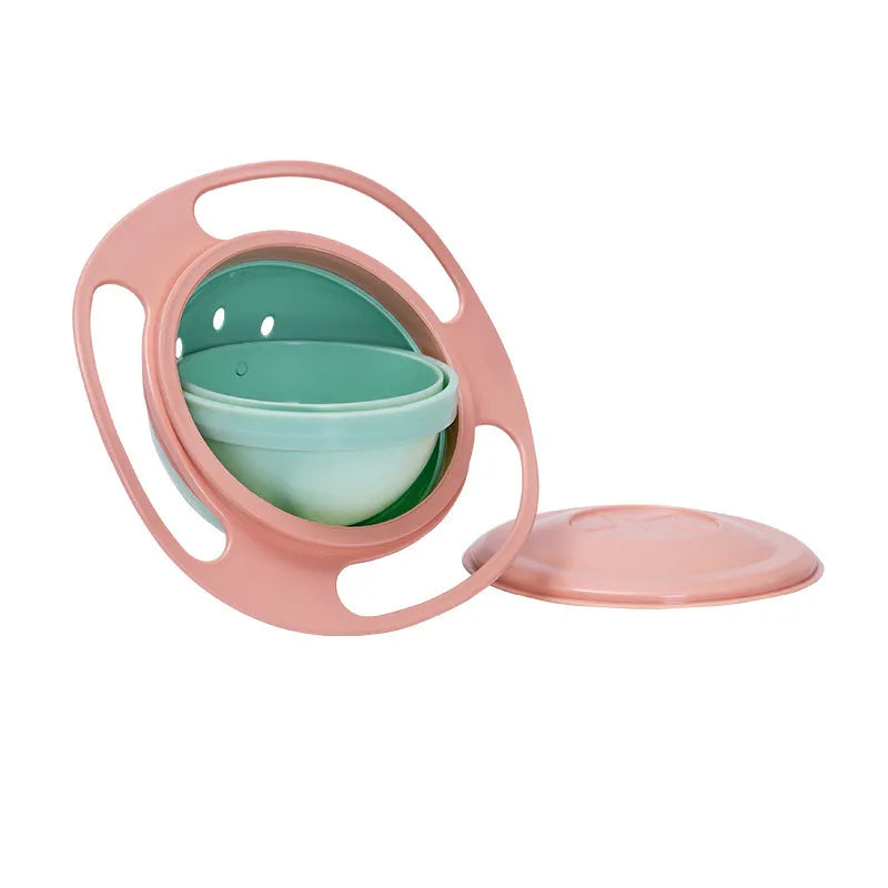 Universal Gyro Bowl: 360 Rotate Spill-Proof Feeding Dishes for Baby Training - Novelty Rotary Balance Toy