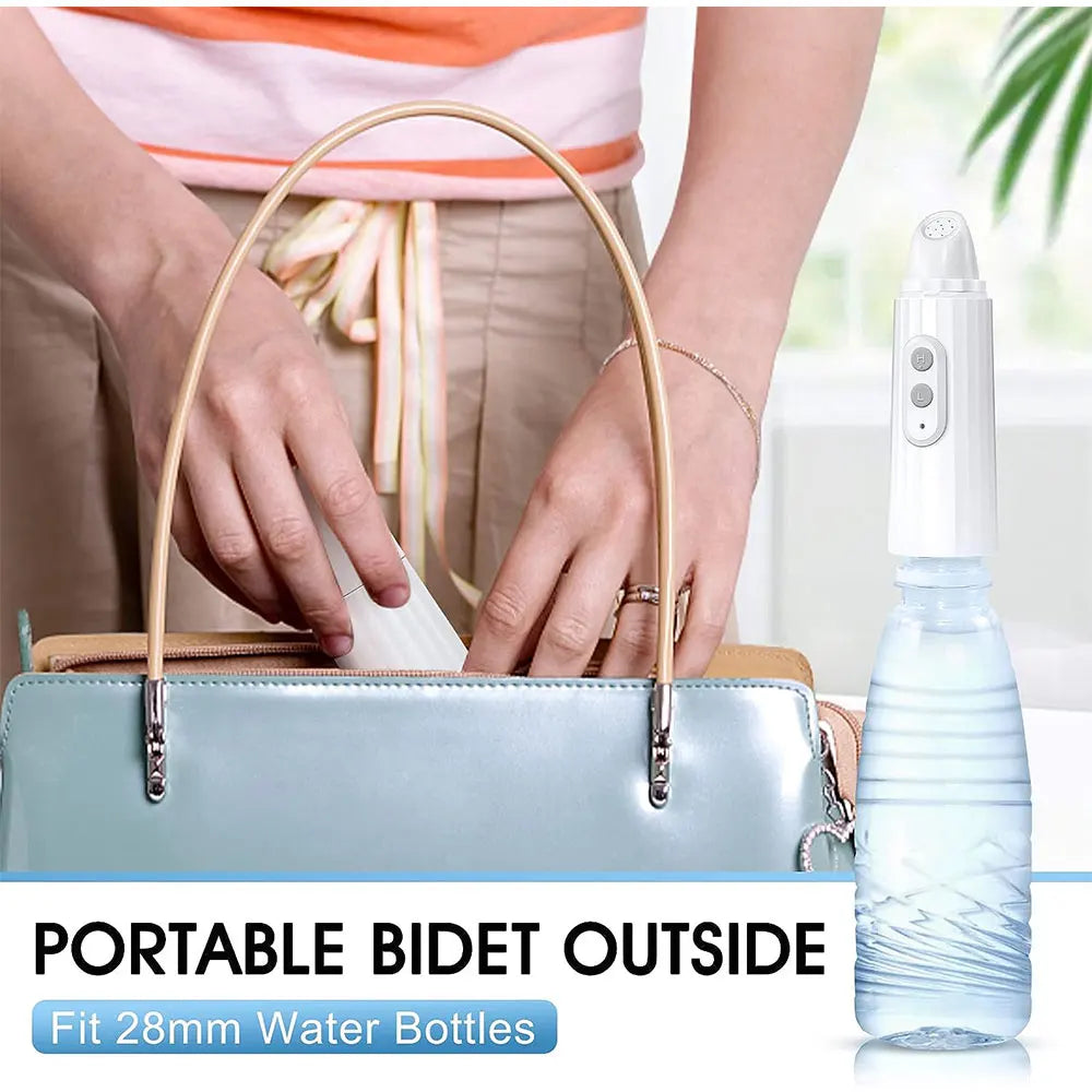 Portable Travel Handheld Electric Bidet Sprayer - Personal Hygiene Cleaner for Baby Care - Large Capacity Bottle Spray Washing