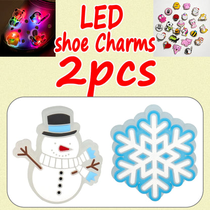 LED Christmas Shoe Charms - Luminous Decorations Featuring Santa Claus, Snowman, Gingerbread Man, Dog, and Cat for Clogs