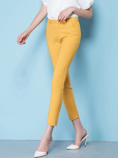 Slim High Waist Elastic Pencil Pants - Skinny Ankle-Length Trousers for Women up to 75kg, Casual Spring 2024 Office Wear