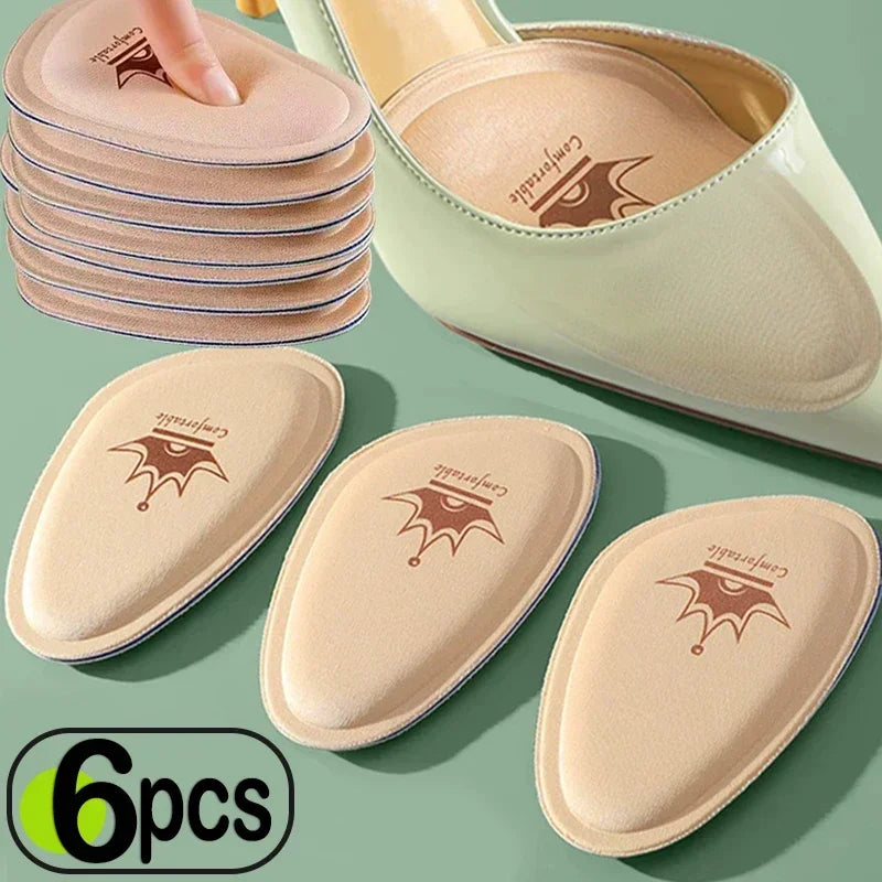 Non-Slip Crown Forefoot Pads - Cushion Pain Relief for Women's High Heels - Half-Size Inserts for Shoe Soles (2/6PCS)