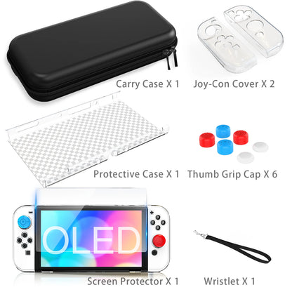 9-in-1 Accessories Kit for Switch OLED Model: Carrying Case with Protective Case for 2022 Nintendo Switch OLED Model