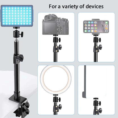 Desk Mount Stand - DSLR Camera C-Clamp Light Stand, Photographic Light Boom Stand with Ball Head for Phone, Video, Ring Light, Zoom