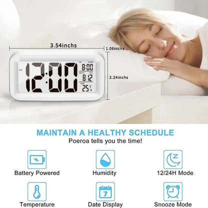 LED Digital Alarm Clock - Backlight, Snooze, Date, Time, Calendar, Multifunction Desktop Electronic Table Clock