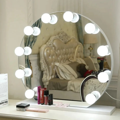 Hollywood Makeup Mirror with LED Bulbs – Desktop Vanity Mirror for Professional Makeup, Available in 4, 6, or 10 Bulbs