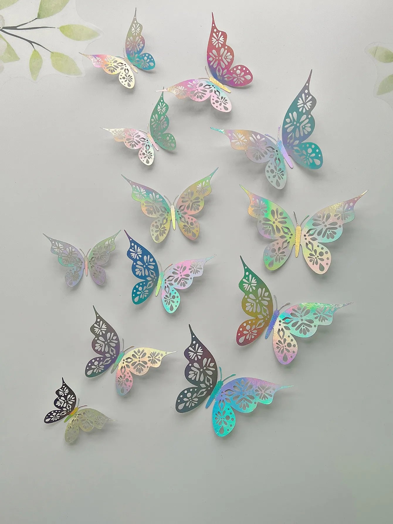 12 Pieces 3D Hollow Butterfly Wall Sticker - Bedroom Living Room Home Decoration Paper Butterflies