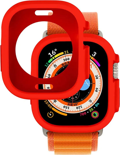 Silicone Bumper Cover for Apple Watch Ultra 2 & Series SE to 9 - Protective Accessories for Various Sizes