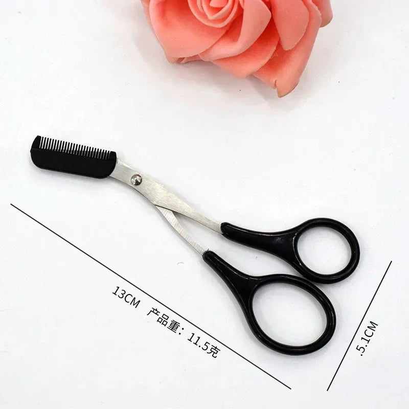 Safe Stainless Steel Eyebrow Trimmer - Eyebrow Scissors with Comb, Hair Removal Shaver, Eyebrow Shaping Makeup Tools