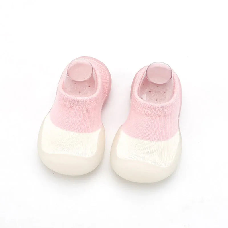 Baby's First Shoes – Soft Rubber Sole Toddler Walkers for Boys & Girls, Knit Booties with Anti-Slip, Barefoot Design