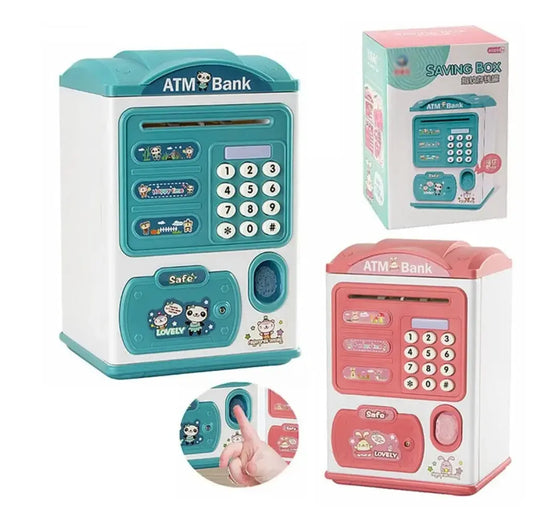 Cartoon Fingerprint Automatic Bank for Kids - Electric ATM Cash Roll Safe Deposit Box - Ideal Christmas Gift for Boys and Girls