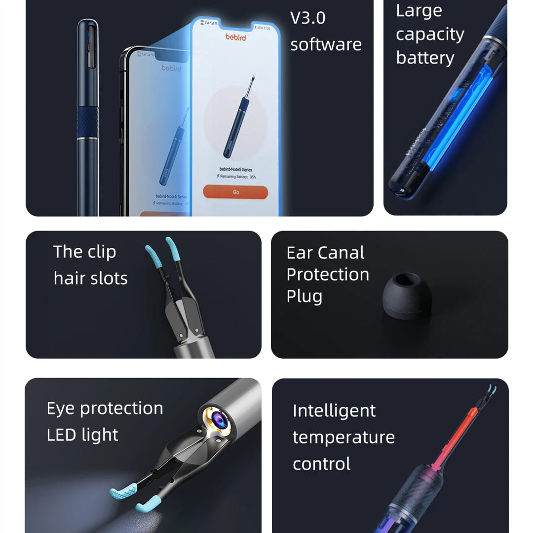 Bebird Note5 Pro Ear Cleaner: Smart Visual Ear Wax Removal Tool with Endoscope Tweezers and Mini Camera - Personal Health Care Solution