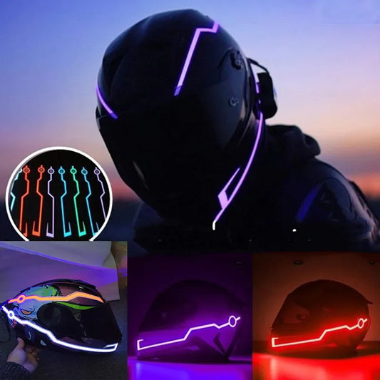 Motorcycle Helmet LED Warning Lights : Night Riding Cold Light Strip EL Waterproof Sticker - 4 Flashing Accessories for Enhanced Safety