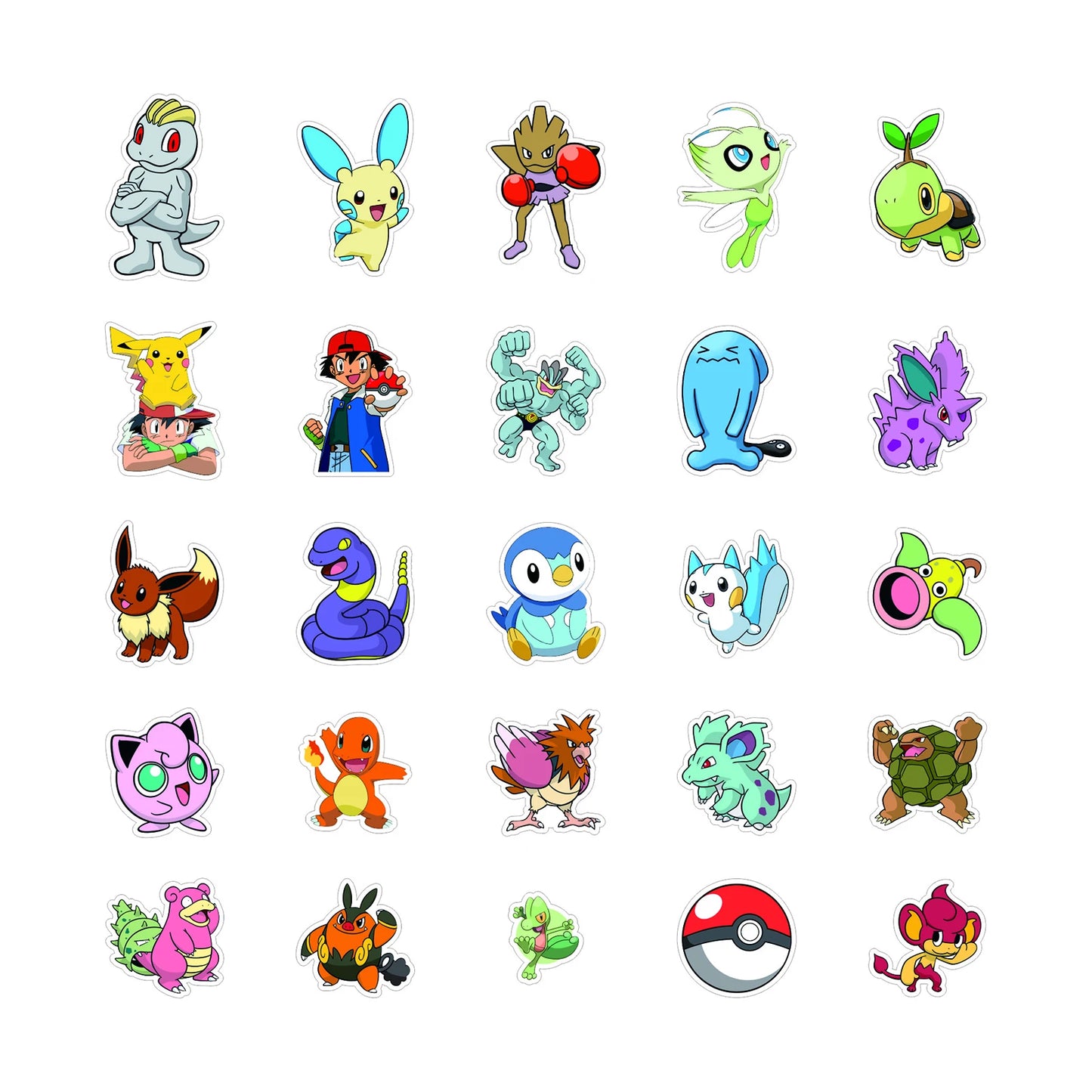 Kawaii Pikachu Anime Pokemon Stickers - 50/100PCS Cartoon Sticker Set for Laptop, Suitcase, Skateboard, Guitar, Phone - Kid Gift Toys