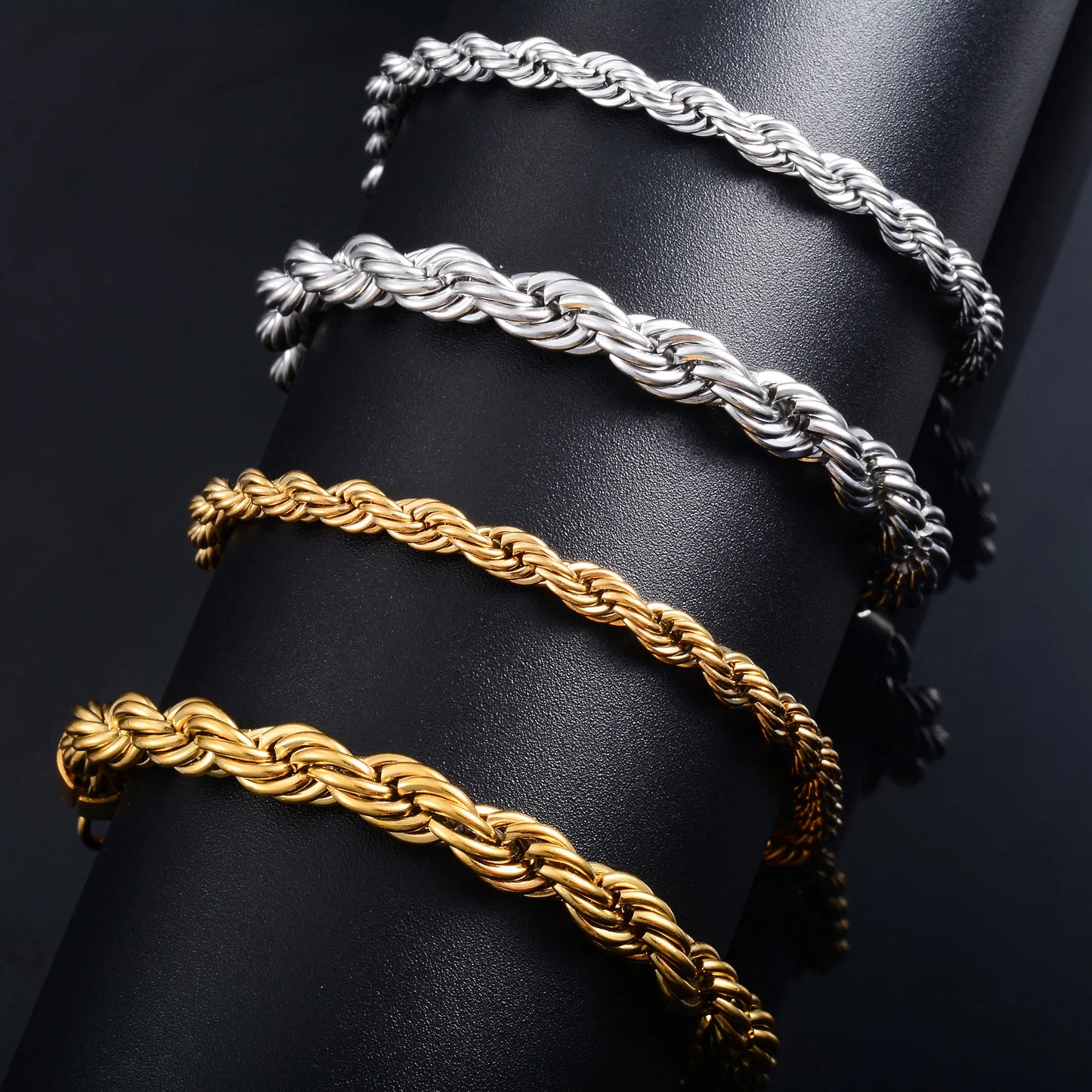 Men's Stainless Steel Rope Chain Bracelet | Gold/Silver Color Hand Bangle & Foot Ankle Anklet | Jewelry Accessories & DIY Gift