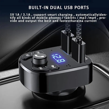 Car MP3 Player with Dual USB Fast Charger | FM Bluetooth Receiver and Transmitter | Bluetooth 5.0 Compatible | USB Flash Drive Plug Car Kit